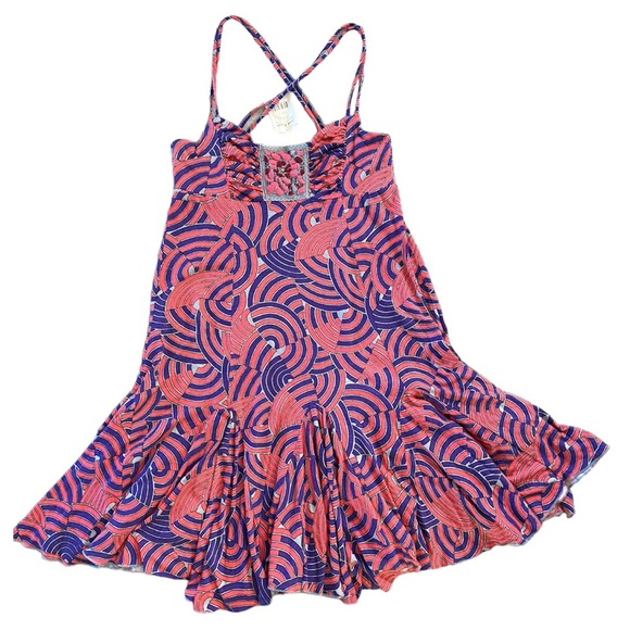 Free People Blue and orange red Mini Dress - Picture 2 of 16